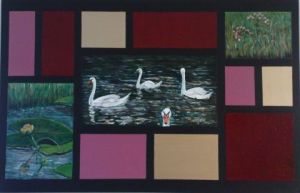 Voir le détail de cette oeuvre: Timber-framed painting with swans